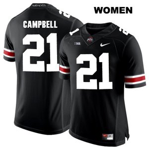 Women's NCAA Ohio State Buckeyes Parris Campbell #21 College Stitched Authentic Nike White Number Black Football Jersey SK20X72VT